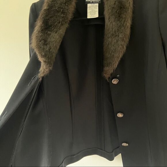 Positive Attitude Black Button Down Faux Fur Blazer Jacket Size 14 Petite - Picture 7 of 7